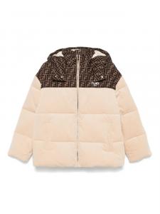 Велюровая куртка с логотипом FF Fendi Kids, нейтральный