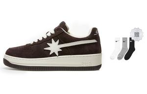 Starwalk Soldier Теплые противоскользящие и износостойкие низкие скейтерские кроссовки унисекс бело-коричневые с двумя парами носков, цвет Comes with 2 Pack Socks