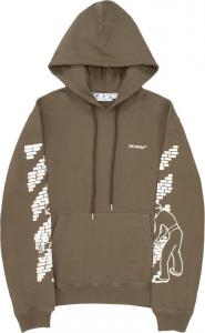 Худи Off-White Bricks Slim Hoodie 'Army Green/White', зеленый