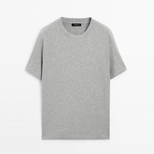 Футболка Massimo Dutti Short Sleeve Cotton Melange, серый меланж