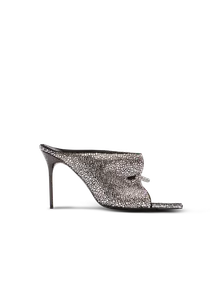 Замшевые мюли с хрустальными украшениями и передним пирсингом Balmain, серебро
