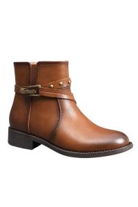 Ботильоны с меховой подкладкой и миндалевидным носком с металлическими заклепками, пряжкой и молнией IVACHY, коричневый