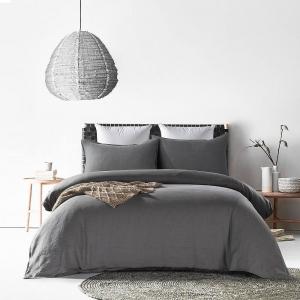 Комплект пододеяльников из французского льна с эффектом стирания, 3 предмета Wholinens, цвет Charcoal