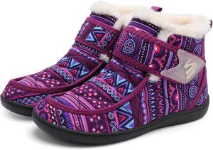 Женские зимние ботинки Spesoul, водонепроницаемые снежные ботинки, пушистые зимние туфли с нулевым перепадом, ботильоны на каждый день для прогулок на улице, Blboxipurple