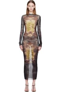 Jean Paul Gaultier Длинное платье-макси черно-желтого цвета «медайон»