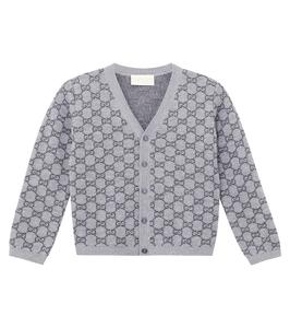 Детский кардиган GG из шерсти Gucci Kids, Medium Grey/Dk Grey