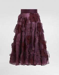 Органзовая миди-юбка-солнце с вышивкой в цветах Dolce & Gabbana, мультиколор