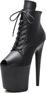 Женские ботильоны для танцев на шесте WUXIN H&P, 8 дюймов, экзотические, на шнуровке, с платформой, матовые, с высоким каблуком-стилетто, Black