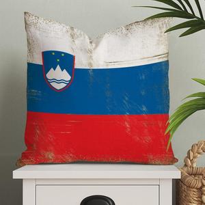 Generic Чехол для декоративной подушки с флагом Словении, винтажный льняной квадратный чехол с молнией Slovenia Flag