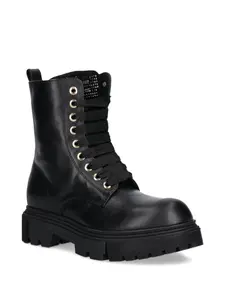 Ботинки на шнуровке с люверсами Elisabetta Franchi La Mia Bambina, черный