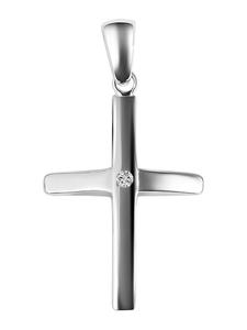 Adeliás Женский кулон - Крест. Кулон в виде креста из серебра 925 пробы с кубическим цирконием в серебряной оправе