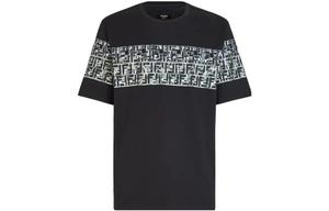 Fendi Мужская черная футболка с круглым вырезом, умеренно прямой крой