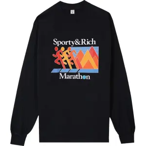 Футболка Sporty & Rich Marathon Long-Sleeve T-Shirt 'Black', черный