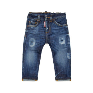 DSQUARED2 KIDS прямые джинсы с эффектом потертости, синий