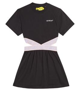 Платье bookish из хлопкового джерси Off-White Kids, черный