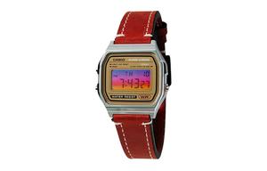 CASIO Ретрофит серия электронный механизм натуральный кожаный ремешок часы мужские gold циферблат