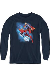 Футболка с длинным рукавом Superman Crystallize Youth Gildan, темно-синий