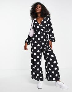 Однотонный комбинезон с завязками и точечным принтом ASOS DESIGN