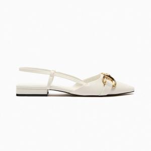 Туфли Zara Embellished Flat Slingback, белый