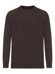 Топ с длинными рукавами и круглым вырезом Zanone, коричневый