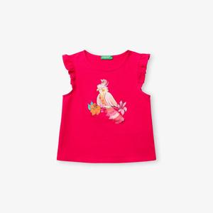 Футболка Benetton с рюшами, фуксия