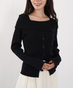 Пуловер с открытыми плечами и застежкой на пуговицы спереди Archives, цвет Black