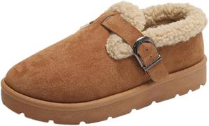 Модные женские хлопковые туфли - теплые зимние ботинки с толстой подошвой - подходят для повседневного использования или для осенне-зимнего сезона HoaloX, Brown