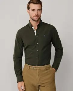 Мужская рубашка из фланели с несколькими вставками, приталенного кроя Hackett, военный зеленый
