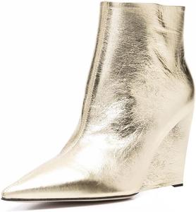 Женские ботильоны Maiyang с высокими каблуками, закрытым носком, боковой молнией, модные короткие ботильоны, размер 4-16 США, Gold