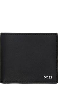 Черный двухслойный кошелек с подписью BOSS