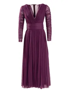 Платье миди с длинными рукавами и плиссировкой Ana Radu, фиолетовый