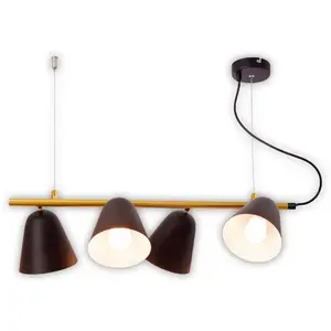 Подвесной светильник näve Triton E14, 1 шт., комплект из 4 шт., абажуры снаружи черные, внутри белые, стойка золотая, E14, макс. 40 Вт Näve, черный