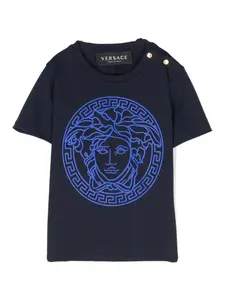 Футболка с декором Medusa Versace Kids, синий