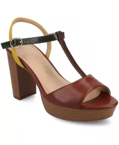 Женские босоножки Nalie на платформе с Т-образным ремешком Journee Collection, коричневый/бежевый