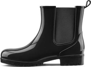 Женские короткие резиновые сапоги HISEA, водонепроницаемые садовые ботинки, противоскользящие, ботильоны Челси с удобной стелькой, легкие стильные резиновые дождевые туфли для работы на улице, Black