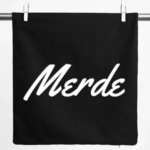 Наволочка Huuraa Merde с французской надписью, подарочная, 40x40 см, черный хлопок, Merde, подарочная Hellweg Druckerei