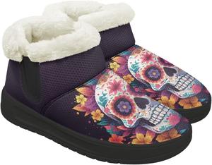 Quxjehoe Зимние женские ботинки на снег Удобные теплые ботинки с плюшевой подкладкой, короткие ботильоны на каждый день, черная подошва, размеры 6-13,5