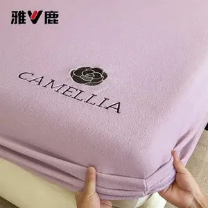 Yalu Комплект постельного белья из 3 предметов (простыня на резинке 150х200 см, 2 наволочки), молочный бархат, цвет Huayu-Moonlight Purple