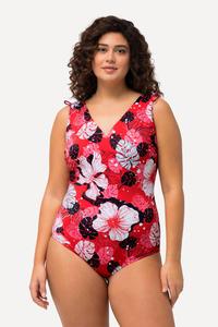 ULLA POPKEN Женский купальник с гавайскими цветами и мягкими чашками, V-образный вырез.