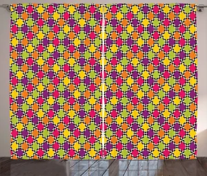 Штора ABAKUHAUS в стиле Абстрактный деревенский, с цветным ромбовидным узором, для спальни, со сборками, петлями и крючками, 280 x 175 см, разноцветная