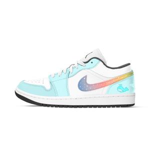Jordan Кроссовки Air 1 Whale Dream Blue Domain устойчивые к истиранию низкие винтажные баскетбольные unisex синий белый