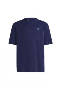 -Пижамный топ с коротким рукавом хлопковый с застежкой на пуговицы однотонный El Búho Nocturno, синий