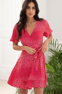 Эластичное платье-птица с рюшами из переработанной ткани Pour Moi, красный