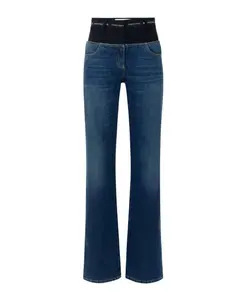 Брюки из денима и легкого крепа. Elisabetta Franchi, синий