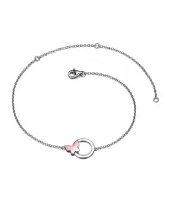 Браслет на лодыжку с подвеской в виде бабочки из стерлингового серебра 18 карат, покрытый розовым золотом, регулируемая длина Gigigirl, silver