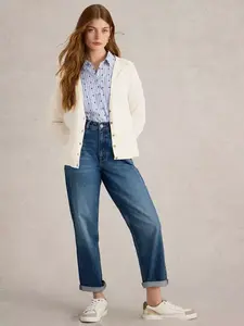 Кардиган White Stuff Naria Linen Blend V-Neck, слоновая кость