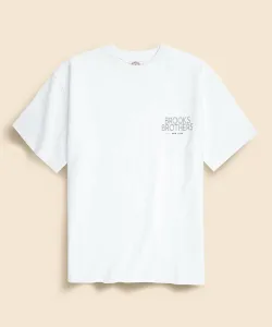 Футболка из плотной хлопковой ткани с графическим логотипом производства США Brooks Brothers, цвет White