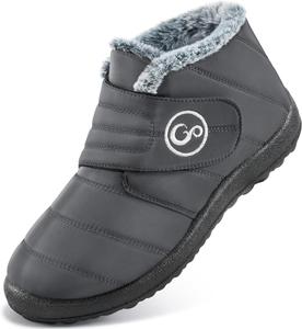 Женские зимние сапоги Almusen: удобные, легкие, теплые с меховой подкладкой, женские ботильоны, водонепроницаемые, с нескользящей подошвой, на липучке, для улицы, Grey