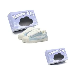 KAAVER OTTO Износостойкие легкие дышащие поддерживающие низкие скейтерские кроссовки для увеличения роста унисекс в коробке синий белый, цвет Blue White