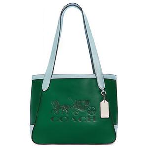 Кожаная женская сумка через плечо зеленая COACH